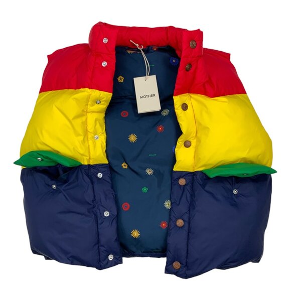 Mother The Pillow Talk Tri Color Vest Jacket XS Building Blocks Striped Puffer - Picture 6 of 12